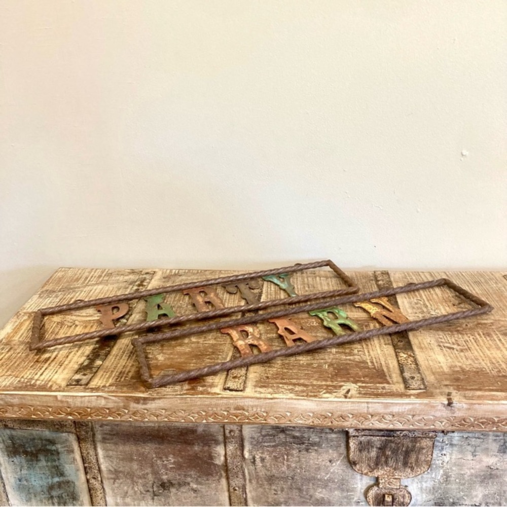 Party Barn Sign Rusty Metal Rebar Western Country Rustic Decor - Picture 9 of 16